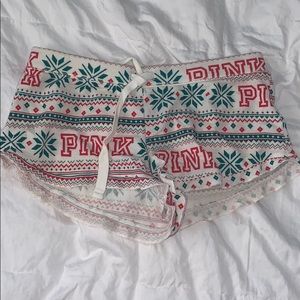 PINK Christmas thermal pajama shorts